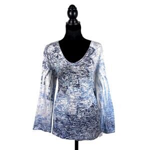 Vtg Y2K Kiara Rhinestone Paisley Mcbling Whimsigoth Boho Granny Core Long Sleeve